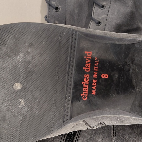 Charles David Regiment Lace Up GreyDistress Boots Italy Size 8 - Picture 8 of 8